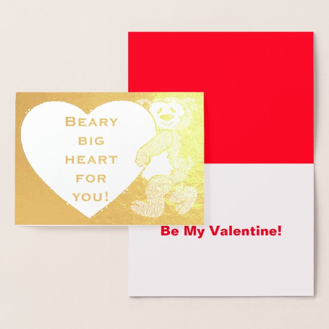Beary Big Heart For You Bear Valentine's Day Foil Card (Display)