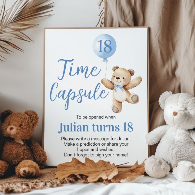 Beary Birthday Bear Blue Balloon Time Capsule Poster (Creator Uploaded)