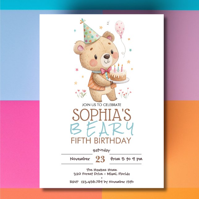 Beary-birthday with tedy bear  invitation (Creator Uploaded)