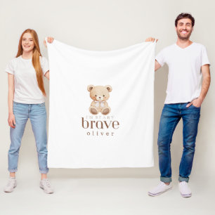 beary brave childhood cancer sick kids custom name fleece blanket