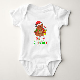 Beary Christmas Cartoon Bear Baby Bodysuit