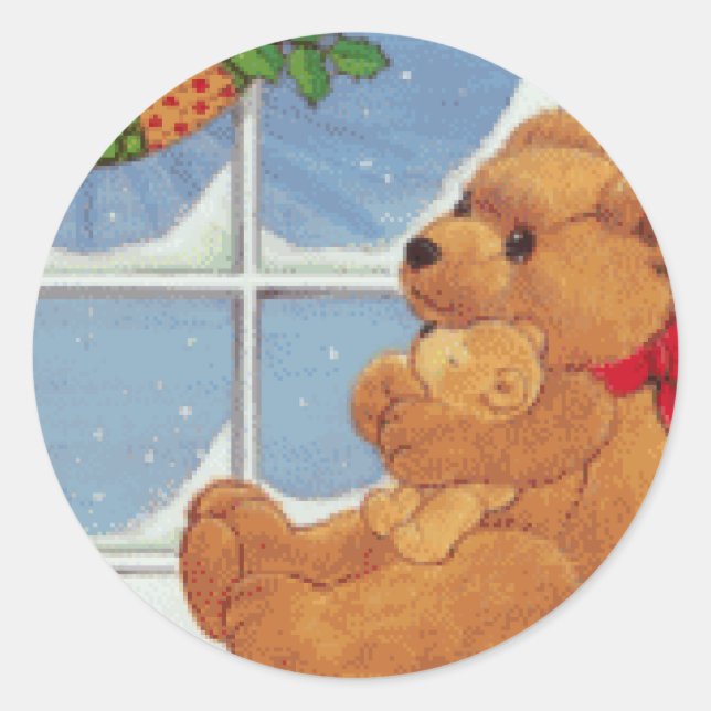 Beary Christmas Classic Round Sticker (Front)