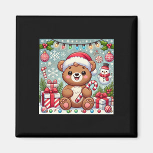 Beary Christmas Cute Bear Holiday Design Sticker Magnet