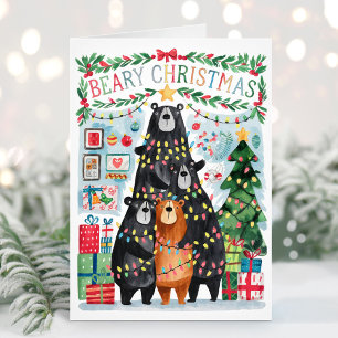 Beary Christmas Cute Bears Merry Christmas Card