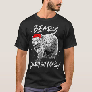 Beary Christmas Cute Polar Bear In Santa Hat  T-Shirt