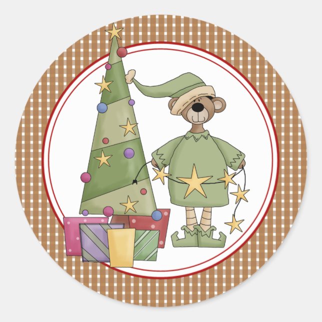 Beary Christmas Envelope Seals Stickers (Front)