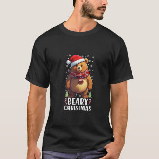 Beary Christmas Funny Santa Bear Christmas Hat Kid T-Shirt