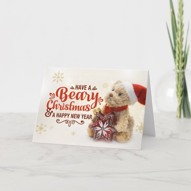 Beary Christmas Holiday Bear Christmas Card Art (Front)