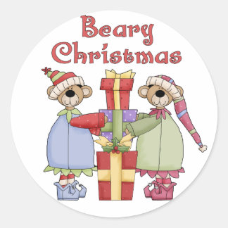 Beary Christmas Presents Classic Round Sticker