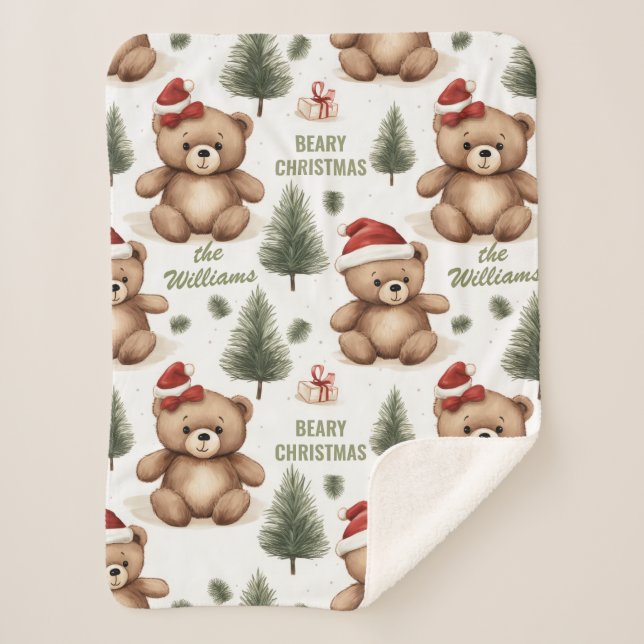 Beary Christmas  Sherpa Blanket (Front)