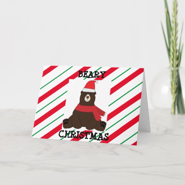 Beary Christmas stripe  Card (Front)