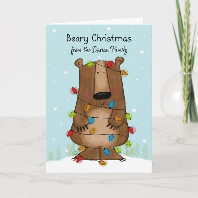 Beary Christmas Tangled Bear Holiday Card (Front)