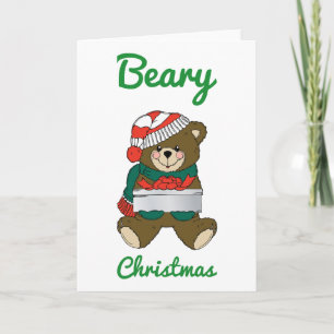 Beary Christmas Teddy Bear Merry Christmas Wishes Holiday Card