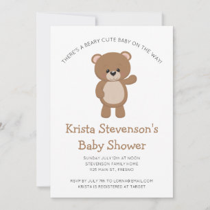 Beary Cute Baby On The Way Woodland Baby Shower Invitation