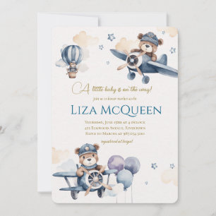 Beary Cute Pilot baby shower invitation