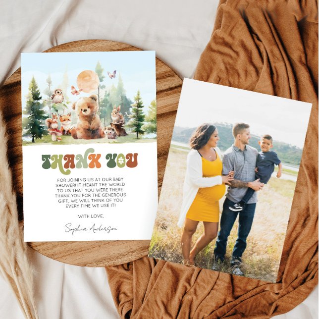 Beary Cute Woodland Baby Shower Thank You Card (Beary Cute Woodland Baby Shower Thank You Card)