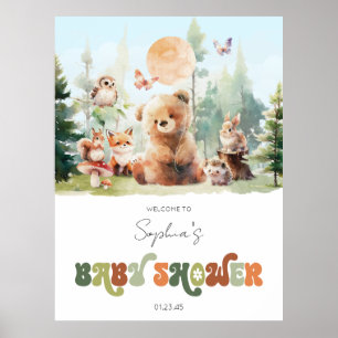 Beary Cute Woodland Baby Shower Welcome Poster