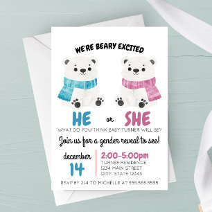 Beary Excited Gender Reveal Invitation