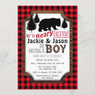 Beary Excited Woodsy Baby Shower Invitation