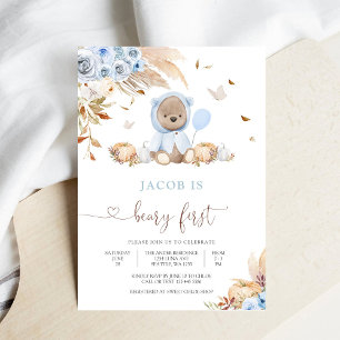 Beary First Birthday Boy Invitation
