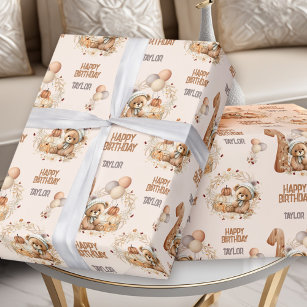 Beary First Birthday Fall Bear 1st Birthday  Wrapping Paper