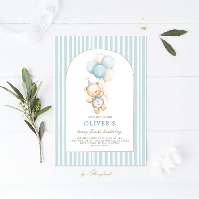 Beary First Birthday Invitation (Creator Uploaded)