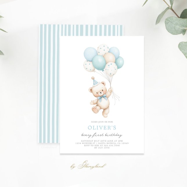 Beary First Birthday Invitation (Creator Uploaded)
