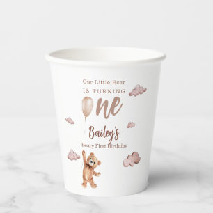 Beary First Birthday Paper Cups