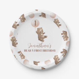 Beary First Birthday Paper Plate