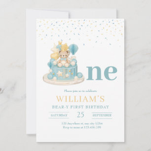 Beary First Birthday, Teddy Bear 1st Birthday  Invitation