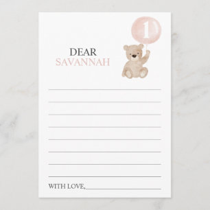 Beary First Birthday Time Capsule Message Card