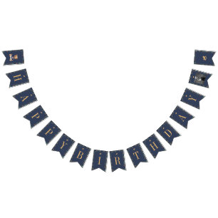 Beary First Navy Plaid Teddy Bear Happy Birthday Bunting