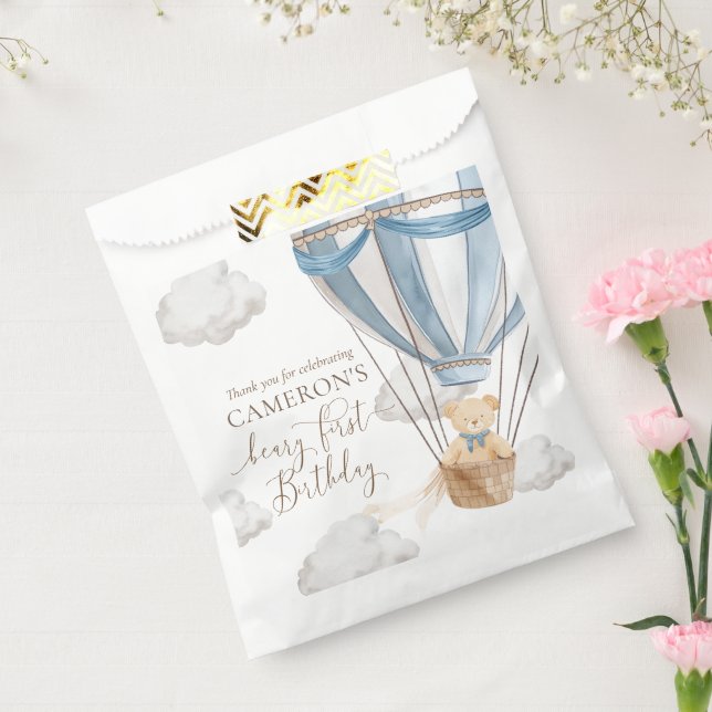 Beary First Teddy Bear Hot Air Balloon Birthday Favour Bag (Sealed)