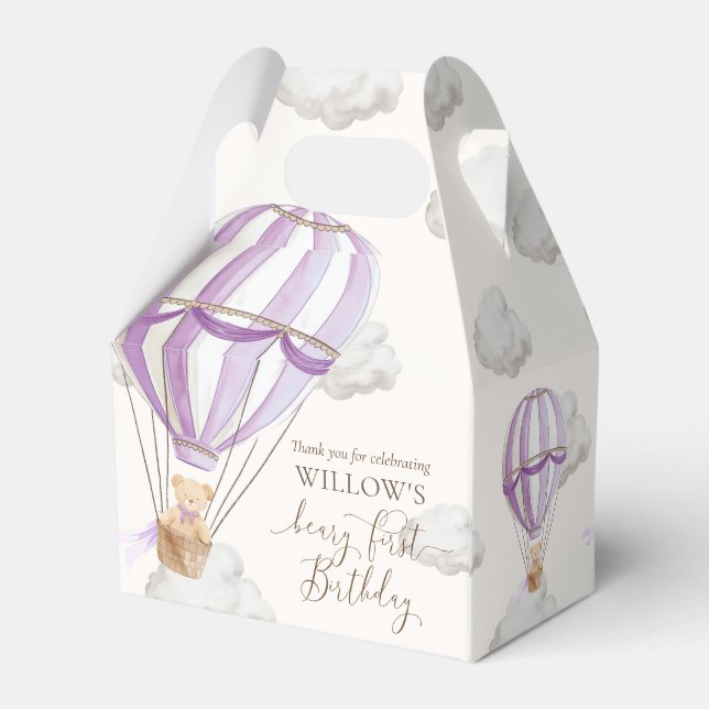 Beary First Teddy Bear Hot Air Balloon Birthday Favour Box (Back Side)