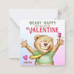 Beary Happy Teddy Bear Classroom Valentine Card