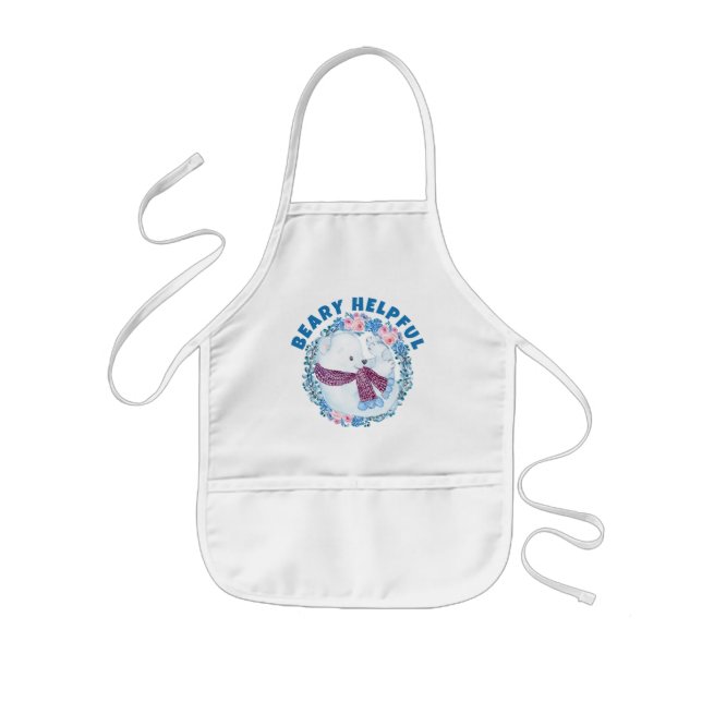 Beary Helpful Cute Winter Bear Christmas Holiday  Kids Apron (Front)