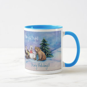 Beary Holidays Merry and Bright Custom Coffee Cups