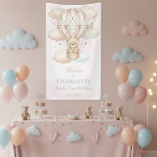 Beary  Hot Air Balloon 1st Birthday Welcome sign