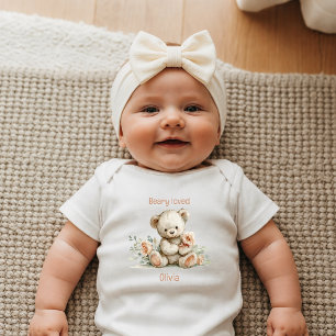 Beary Loved Teddy Bear Personalised Newborn Baby Bodysuit