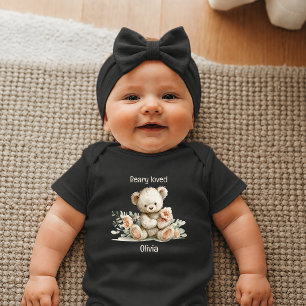 Beary Loved Teddy Bear Personalised Newborn Baby Bodysuit