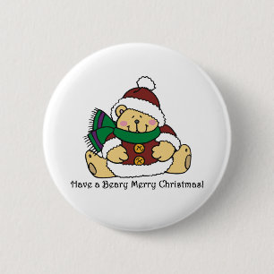 Beary Merry Christmas 6 Cm Round Badge