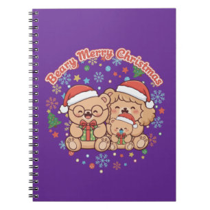"Beary Merry Christmas" Cute Teddy Bear Family Notebook
