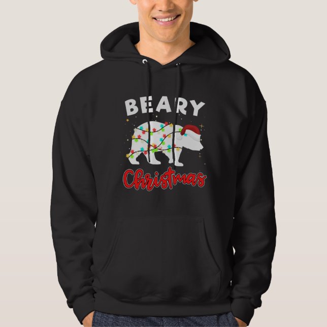 Beary Merry Christmas For Bear Lovers Funny Xmas L Hoodie (Front)