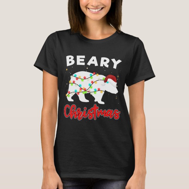 Beary Merry Christmas For Bear Lovers Funny Xmas L T-Shirt (Front)