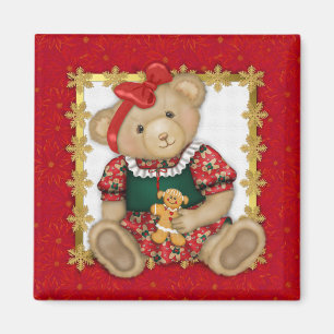 Beary Merry Christmas -Girl Teddy Magnet