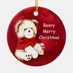 Beary Merry Christmas Teddy Bear Ornament