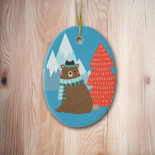 Beary Merry Mountain Personalised Christmas Ceramic Ornament