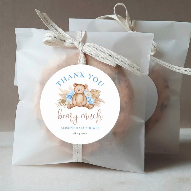  Beary Much Baby Shower Thank you Classic Round Sticker (Creator Uploaded)