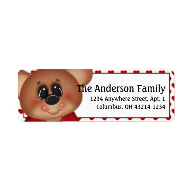 Beary Much Valentine's Day Address Labels d4 (Front)