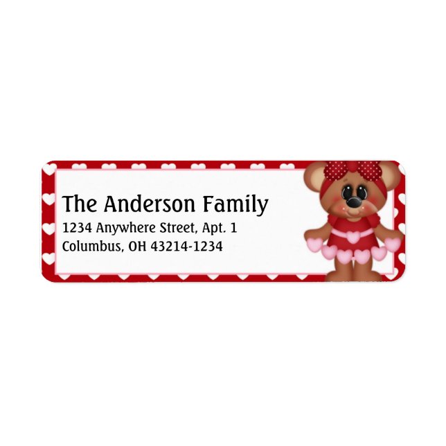 Beary Much Valentine's Day Address Labels d6 (Front)